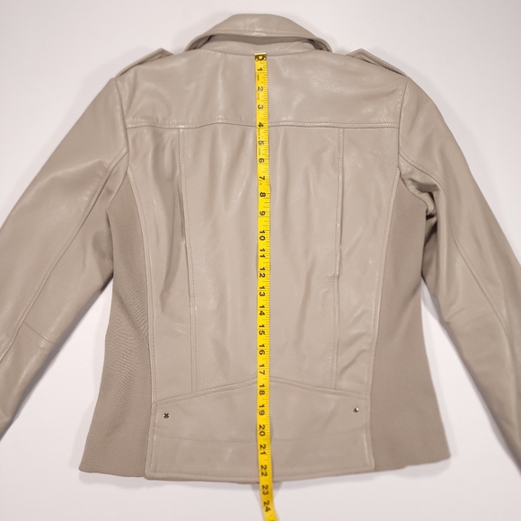 Johnston Murphy Women's Leather Moto Jacket Size Small Light Gray Good Condition - Picture 9 of 14